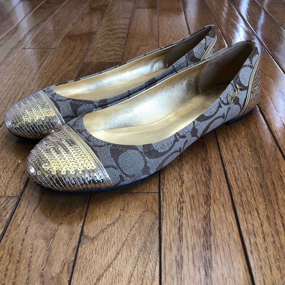 Coach Shine sequin flats